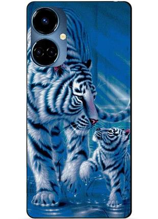 Силиконовый бампер чехол для tecno camon 19/19 pro с рисунком тигры