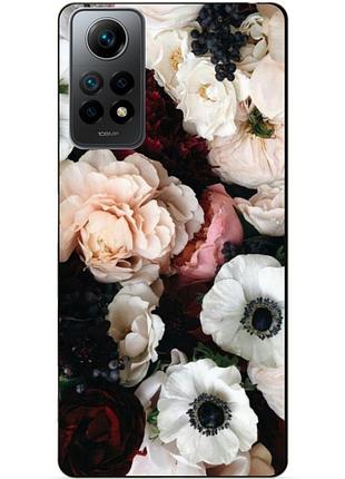 Силиконовый бампер чехол для xiaomi redmi note 12 pro с рисунком белые маки