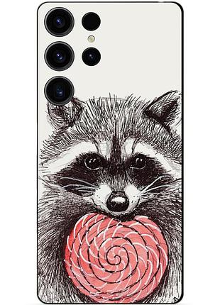 Чехол силиконовый бампер для samsung s23 ultra с рисунком енот