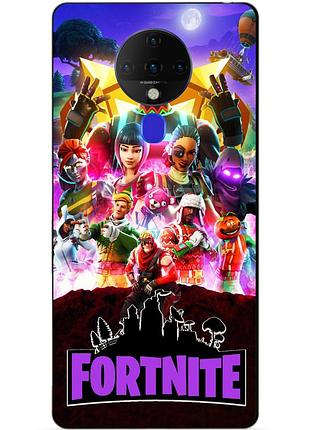 Силиконовый бампер чехол для tecno spark 6 с рисунком fortnite