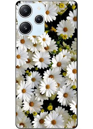 Силиконовый бампер чехол для xiaomi redmi 12 рисунок ромашки