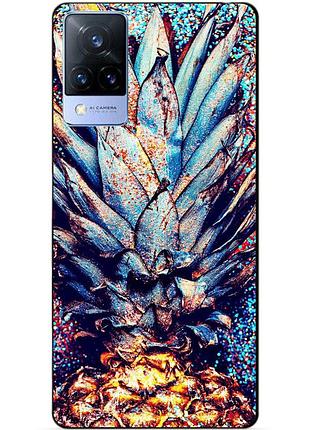 Силиконовый бампер чехол для vivo v21 с рисунком ананас