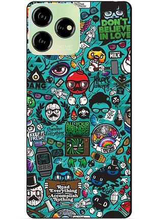 Чехол силиконовый бампер для zte blade v50 design с рисунком стикеры