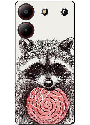 Чехол силиконовый бампер для zte blade a54 с рисунком енот