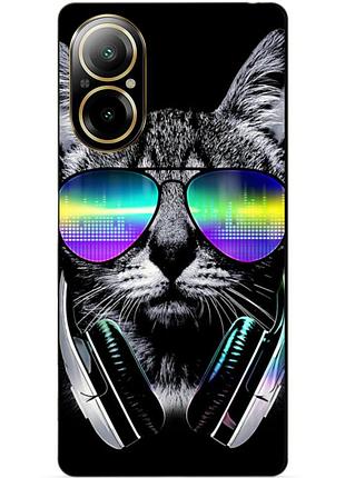 Силіконовий чохол бампер для realme c67 з малюнком музичний кіт