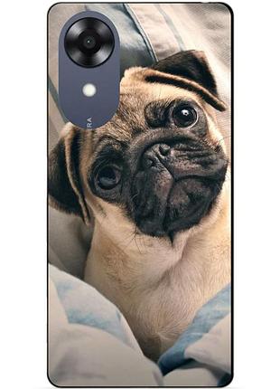 Силиконовый чехол бампер для oppo a17k с рисунком фото мопс