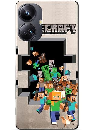 Силиконовый чехол бампер для realme 10 pro plus с картинкой minecraft майнкрафт
