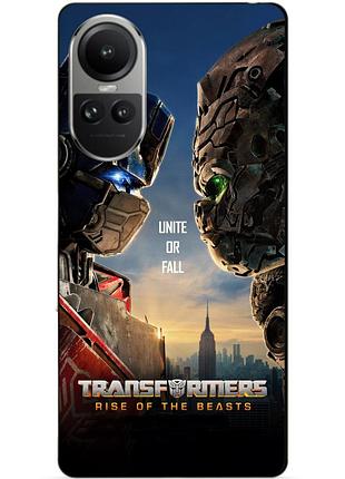 Силиконовый чехол бампер для oppo reno 10 с рисунком звероботы трансформеры transformers