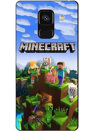 Чехол силиконовый бампер для samsung a8 plus с рисунком minecraft майнкрафт