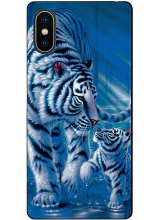 Силиконовый чехол бампер для iphone x 10 с рисунком тигры