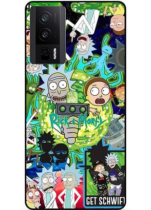 Чехол силиконовый бампер для xiaomi poco f5 pro с рисунком rick and morty рик и морти