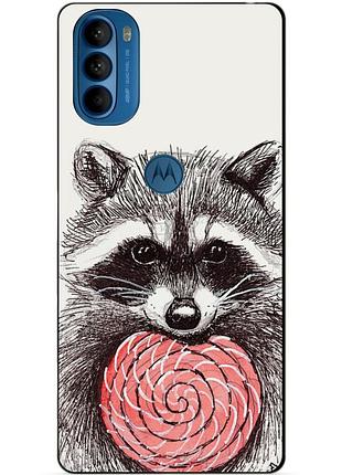 Силиконовый чехол бампер для motorola moto g41 с рисунком енот