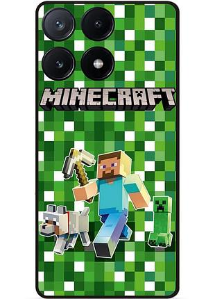 Силіконовий чохол бампер для xiaomi poco x6 pro 5g стів minecraft кріпер майнкрафт