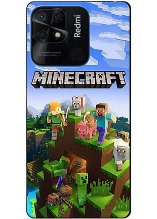 Силиконовый бампер чехол для xiaomi redmi 10c с рисунком minecraft