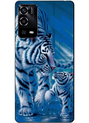 Силиконовый чехол бампер для oppo a55 с рисунком тигры