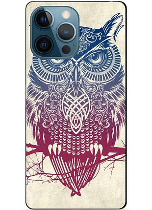 Чехол силиконовый бампер для iphone 14 pro max с рисунком сова