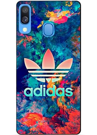 Силиконовый бампер чехол для samsung a40 2019 galaxy a405f с рисунком адидас
