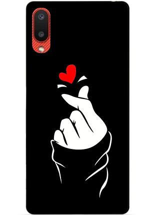 Силиконовый бампер чехол для samsung a02 galaxy a022 с рисунком знак любви