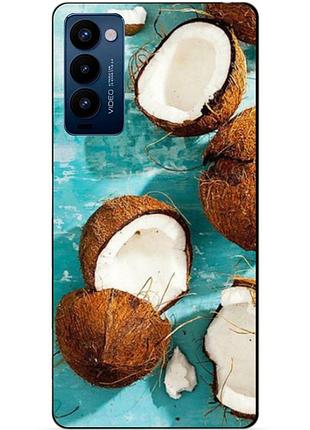 Силиконовий бампер чехол для tecno camon 18p з картинкою кокоси