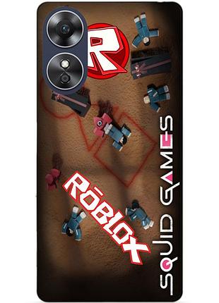 Силіконовий бампер чохол для oppo a17 з малюнком roblox гра в кальмара роблокс