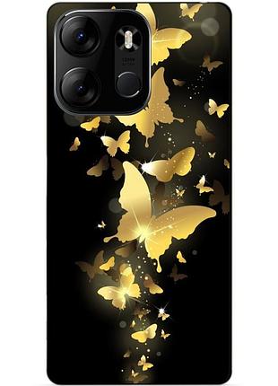 Силиконовый бампер чехол для tecno spark go 2023 с рисунком золотые бабочки