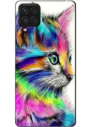 Силіконовий чохол бампер для samsung a22 з малюнком акварельний кіт