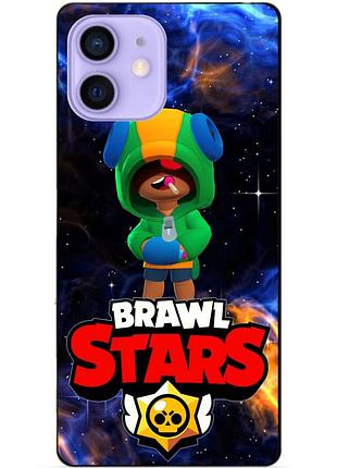 Силиконовый чехол бампер для iphone 12 с героем космический бравл леон