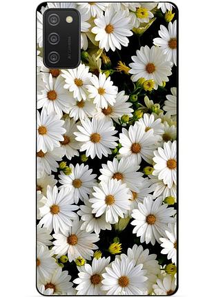 Силиконовый бампер чехол для samsung a02s с рисунком ромашки