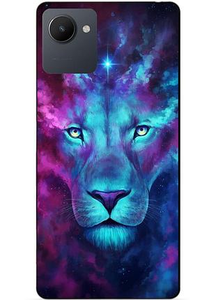 Силиконовый чехол бампер для realme c30s с рисунком космический лев