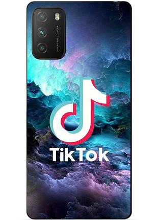 Силиконовый бампер чехол для xiaomi poco m3 с рисунком tik tok