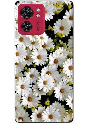 Силиконовый чехол бампер для motorola edge 40 с рисунком ромашки цветы