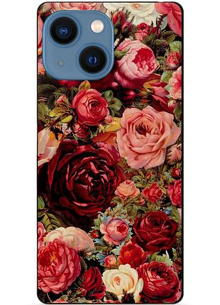 Силіконовий чохол бампер для iphone 13 з малюнком червоні троянди квіти