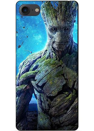 Силиконовый чехол бампер для iphone 7 с рисунком грут groot стражи галактики