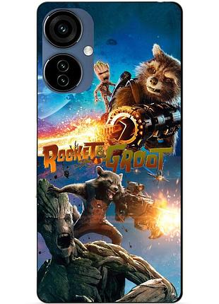 Силіконовий чохол бампер для tecno camon 19 neo rocket groot ракета грут стражі галактики