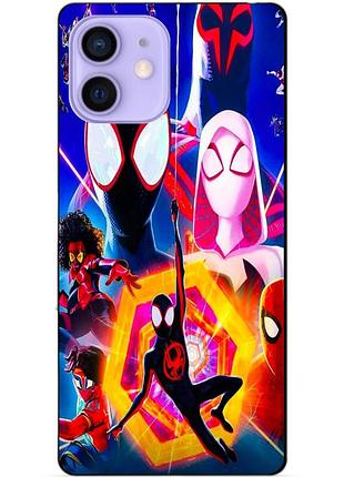 Силиконовый чехол бампер для iphone 12 с картинкой spider man человек паук