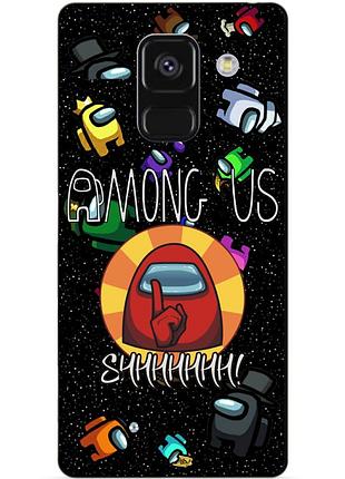 Чехол силиконовый бампер для samsung a8 plus с рисунком among us амонг ас