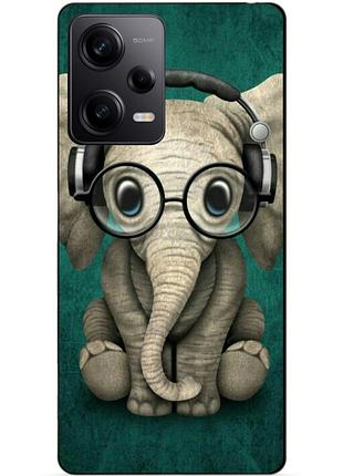 Силиконовый чехол бампер для xiaomi redmi note 12 pro 5g с рисунком слоник