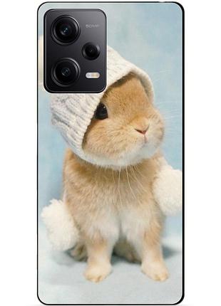 Силіконовий чохол бампер для xiaomi redmi note 12 pro 5g з малюнком зайчик у шапці