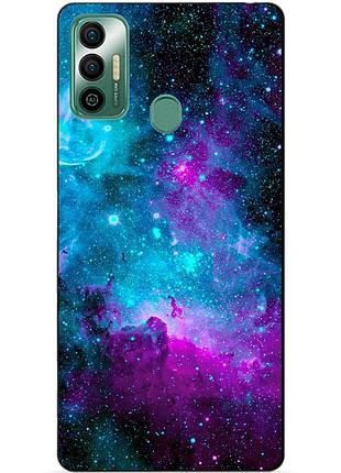Силиконовый бампер чехол для tecno spark 7 с рисунком галактика