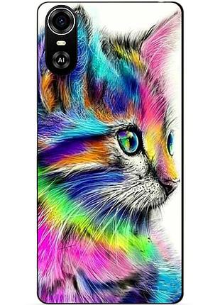 Силиконовый бампер чехол для zte blade a31 plus с рисунком акварельный кот
