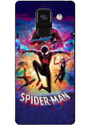 Чехол силиконовый бампер для samsung a8 plus spider man человек паук майлз моралес