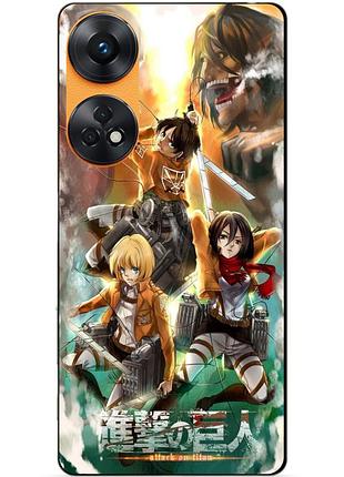 Силиконовый бампер чехол для oppo reno 8t с рисунком атака на титанов attack on titan атака титанов