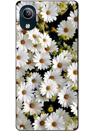 Силиконовый чехол бампер для vivo y1s с рисунком ромашки цветы