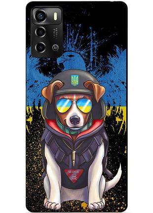 Силиконовый бампер чехол для zte blade a72 с рисунком пес патрон