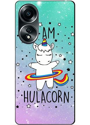 Силиконовый бампер чехол для oppo a58 с рисунком единорог пони