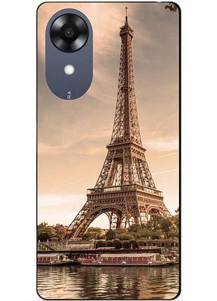 Силиконовый чехол бампер для oppo a17k с рисунком эйфелева башня франция париж