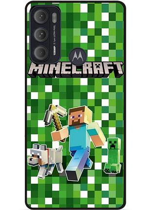 Силіконовий чохол бампер для motorola moto g60 стів minecraft кріпер майнкрафт