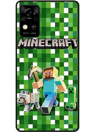 Чехол силиконовый бампер для zte blade a31 стив minecraft крипер майнкрафт