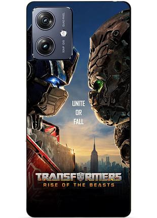 Чехол силиконовый бампер для motorola moto g54 power с рисунком звероботы трансформеры transformers