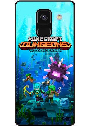 Чехол силиконовый бампер для samsung a8 plus с рисунком майнкрафт minecraft
